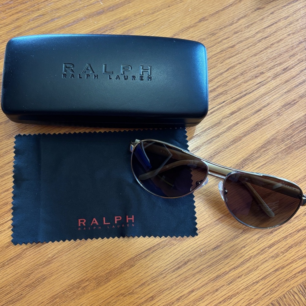 Ralph Lauren Metal Aviator Sunglasses with Brown Lenses